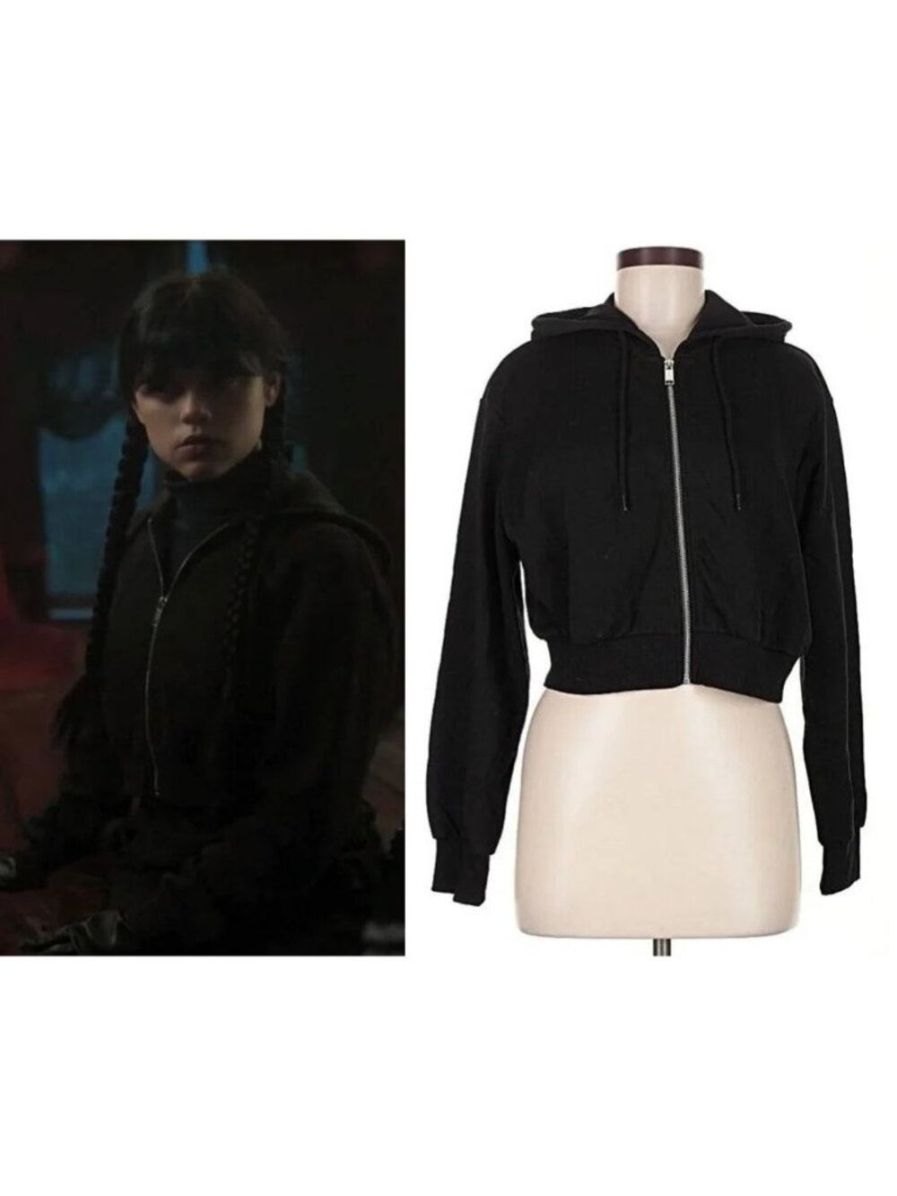DIVIDED ASO WEDNESDAY ADAMS JENNA ORTEGA Cropped Hoodie RARE EUC